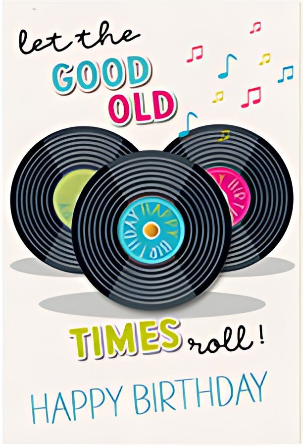 SUSY CARD  Carte d'anniversaire Round "Disques vinyles"