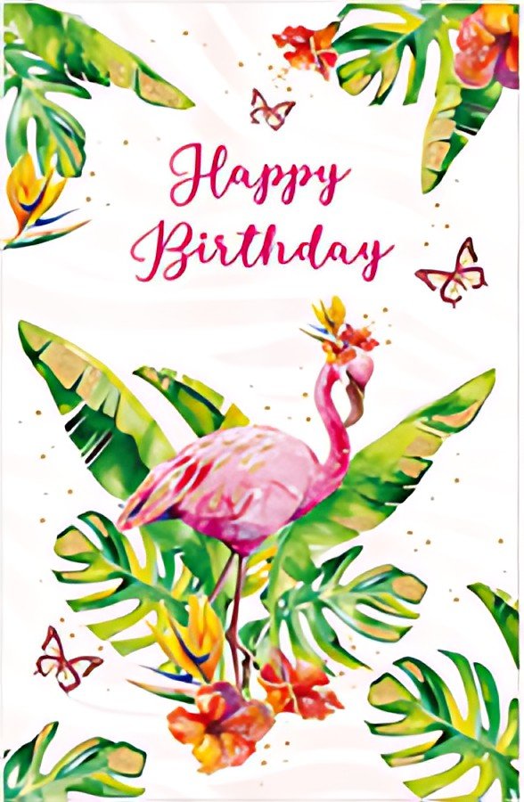SUSY CARD Carte d'anniversaire Wish and Bloom "Flamant rose"