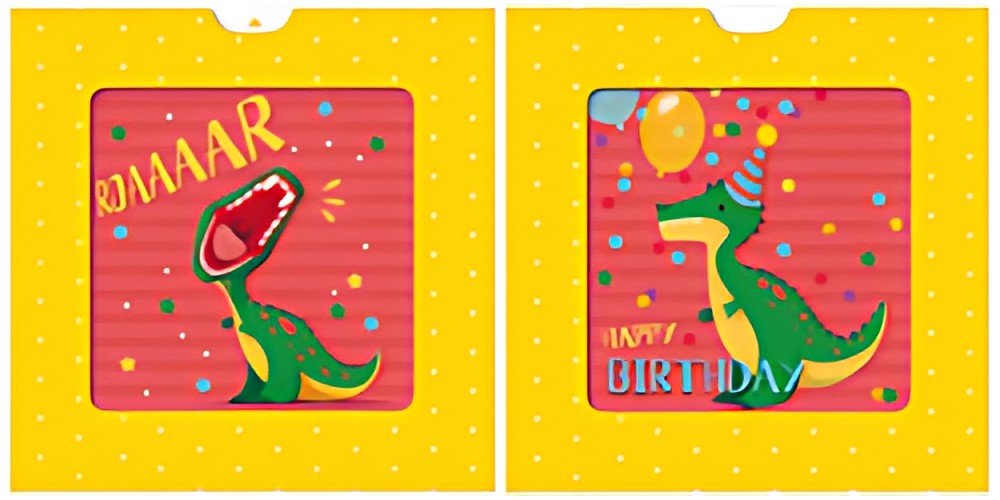 SUSY CARD Carte d'anniversaire 3D Sliding card "Dino"
