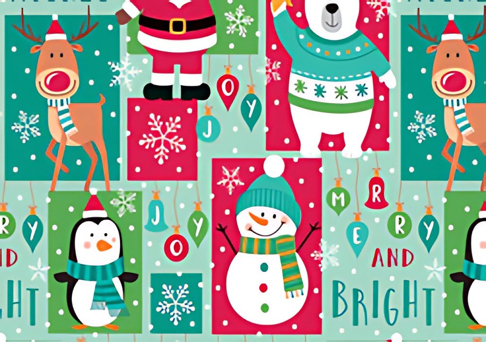 SUSY CARD Papier cadeau de Noël "ours bonhomme de neige"