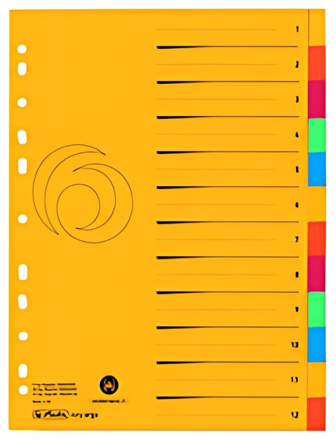 herlitz Intercalaire en carton, A4 extra large, 12 touches