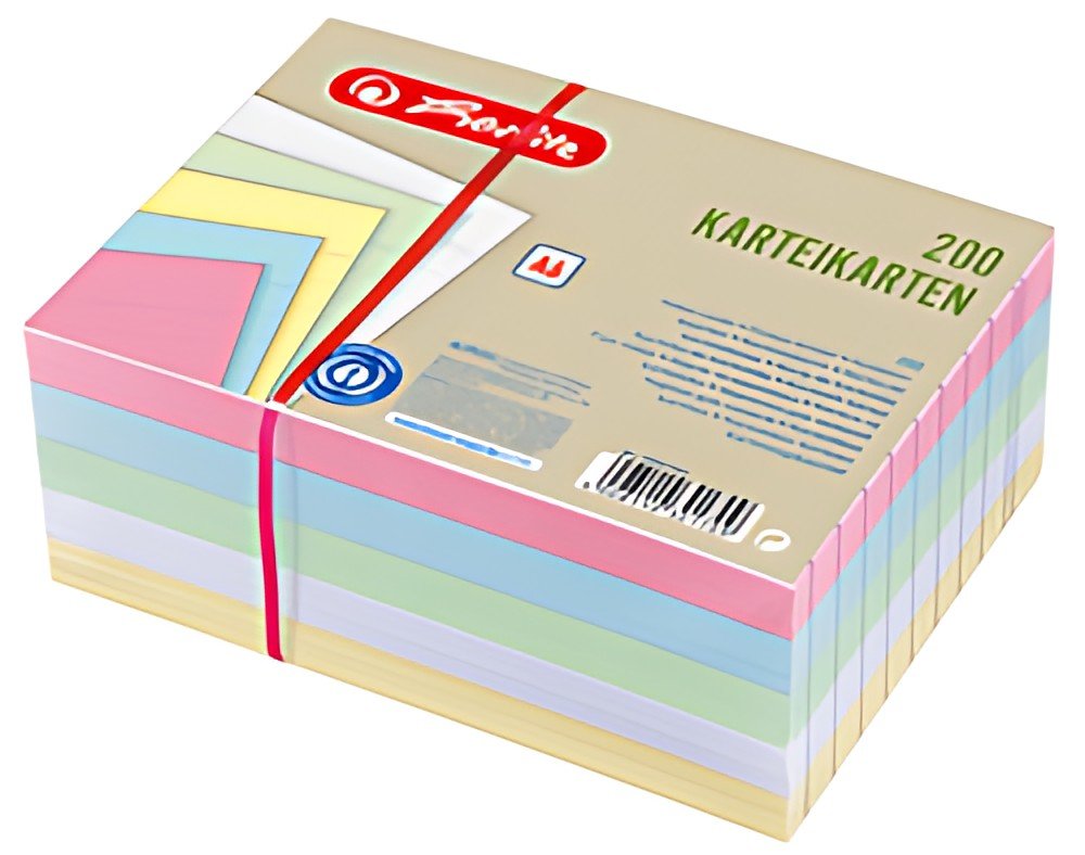 herlitz Fiches Recycling, format A6, ligné, assortiment