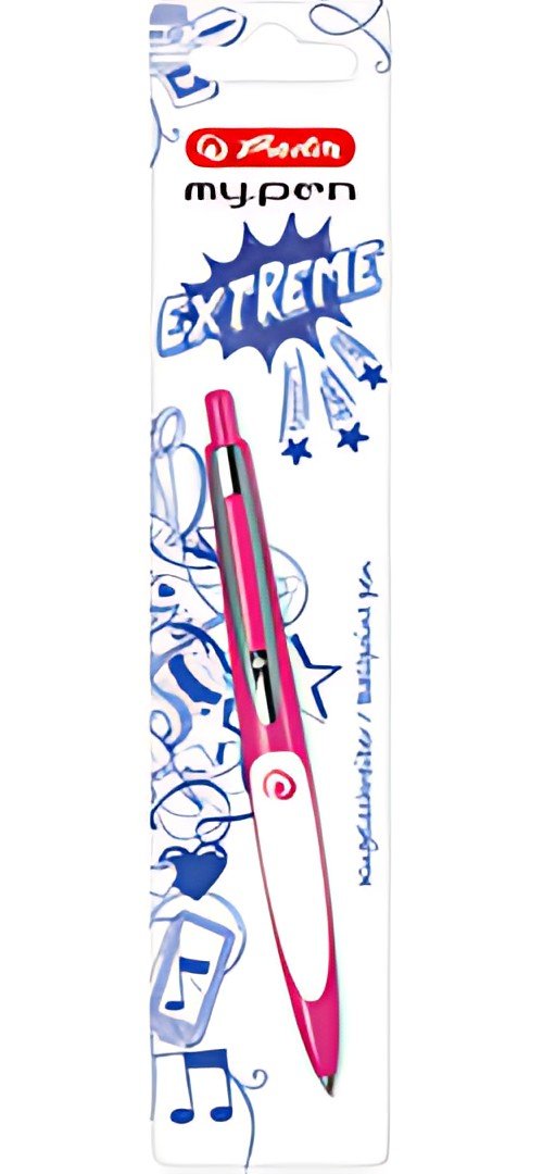 herlitz Stylo à bille rétractable my.pen, bleu/blanc