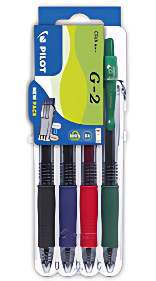 PILOT Stylo à encre gel G2 07 Set2Go, étui de 4