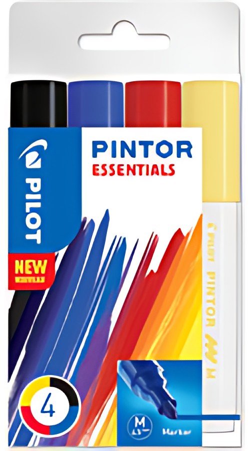 PILOT Marqueur à pigment PINTOR, medium, set de 4 ESSENTIALS