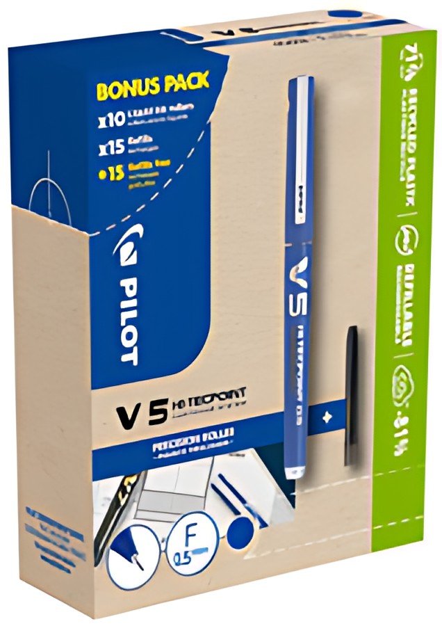 PILOT Stylo roller V5 HI-TECPOINT, BONUS PACK, bleu