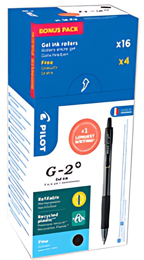 PILOT Stylo roller à encre gel G-2 PLUS 05, VALUE PACK, noir