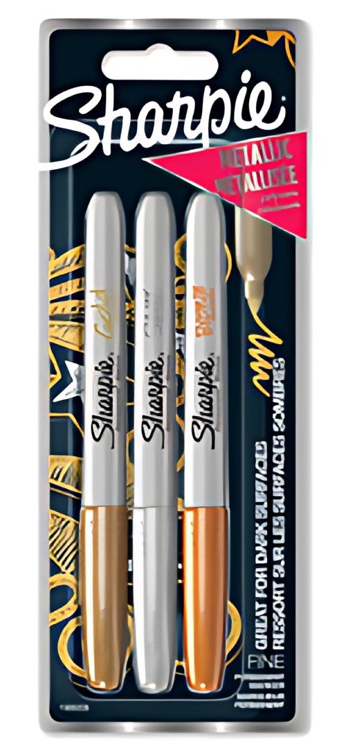 Sharpie Marqueur permanent métallisé, carte blister de 3
