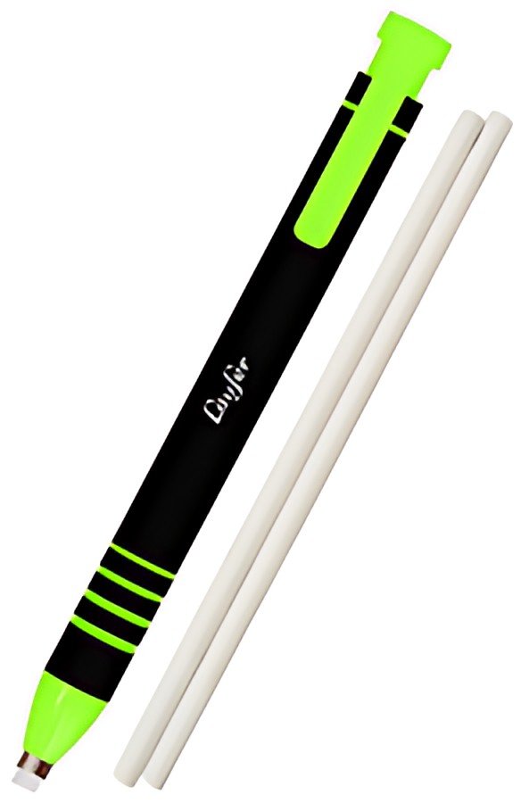 Läufer Stylo-gomme en plastique, 2 gommes de rechange, vert