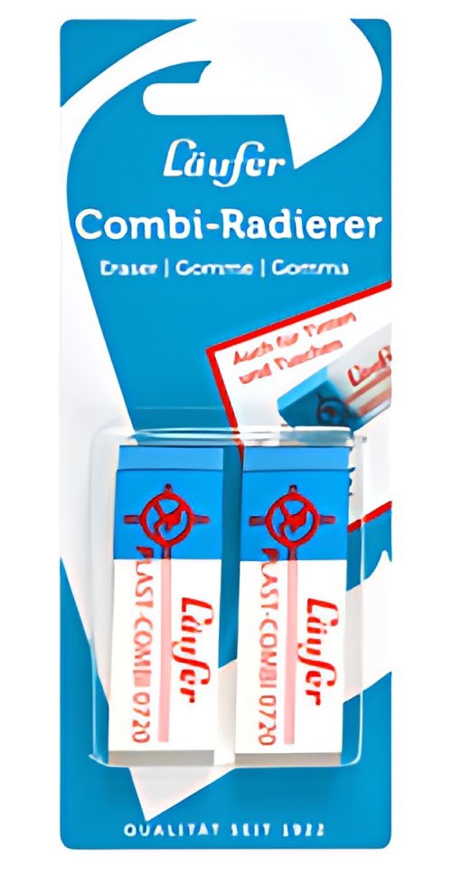 Läufer Gomme en plastique PLAST COMBI, carte blister de 2