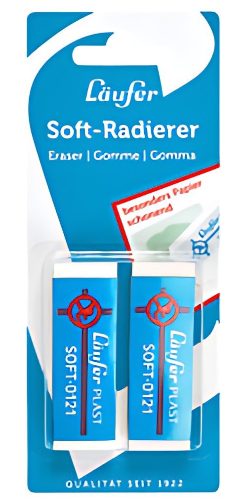 Läufer Gomme en plastique PLAST SOFT, carte blister de 2