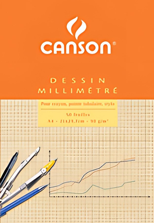 CANSON Bloc de papier millimétré, A4, 90 g/m2, bistre