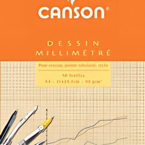 CANSON Bloc de papier millimétré, A3, 90 g/m2, bistre