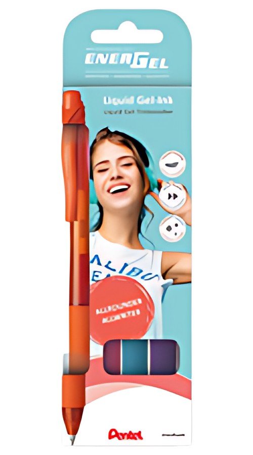 Pentel Stylo roller à encre gel EnerGel X BL107, kit de 4