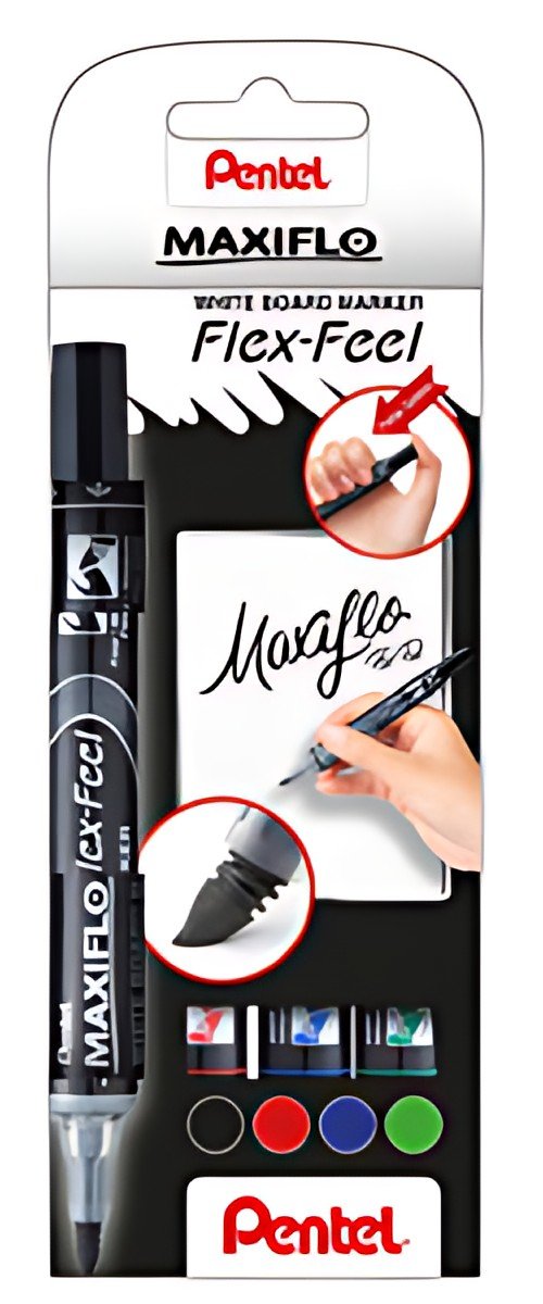 Pentel Marqueur pour tableau blanc Maxiflo Flex-Feel, kit