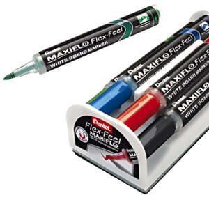 Pentel Marqueur pour tableau blanc Maxiflo Flex-Feel, kit 4
