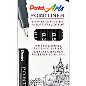 Pentel Feutre technique permanent Pointliner, set de 5, noir