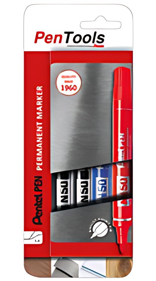 Pentel Marqueur permanent N50, pointe ogive, étui de 4