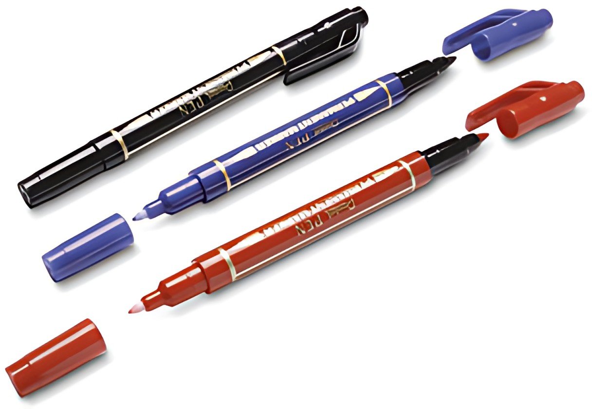 Pentel Marqueur permanent Pen, double pointe, en étui de 3