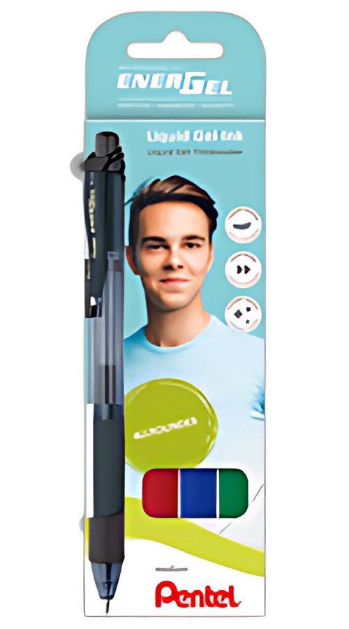 Pentel Roller encre gel liquide EnerGel-X BL107, étui de 4