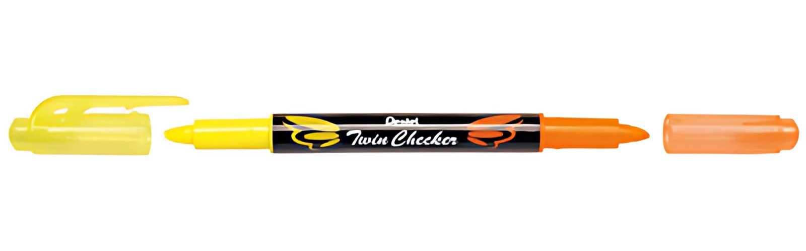 Pentel Surligneur "TWIN CHECKER", 2 pointes, jaune / orange