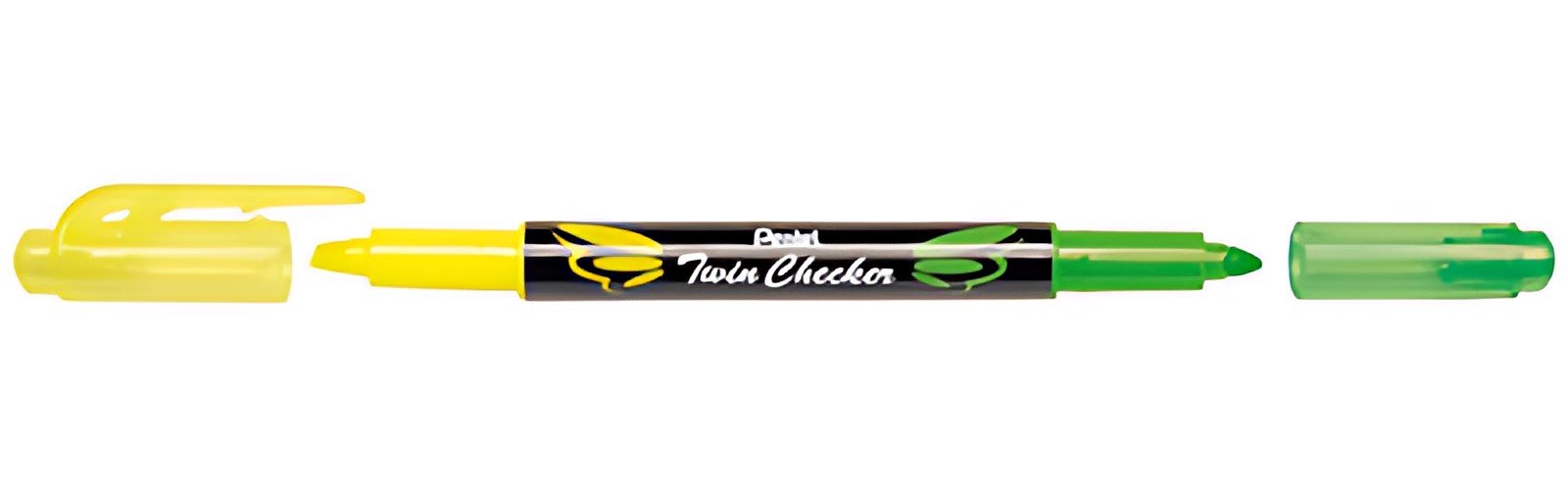 Pentel Surligneur "TWIN CHECKER", 2 pointes, jaune / vert