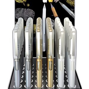 Pentel Roller gel K230, présentoir de 36, or, argent & blanc