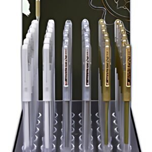 Pentel Roller gel K118, présentoir de 72, blanc, or & argent