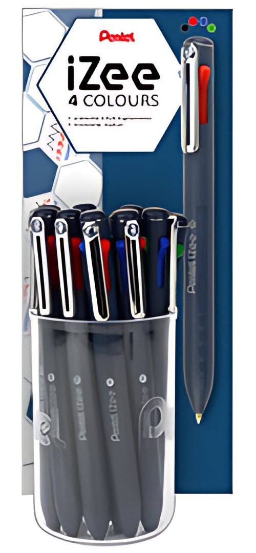Pentel Stylo à bille rétractable 4 couleurs iZee, présentoir