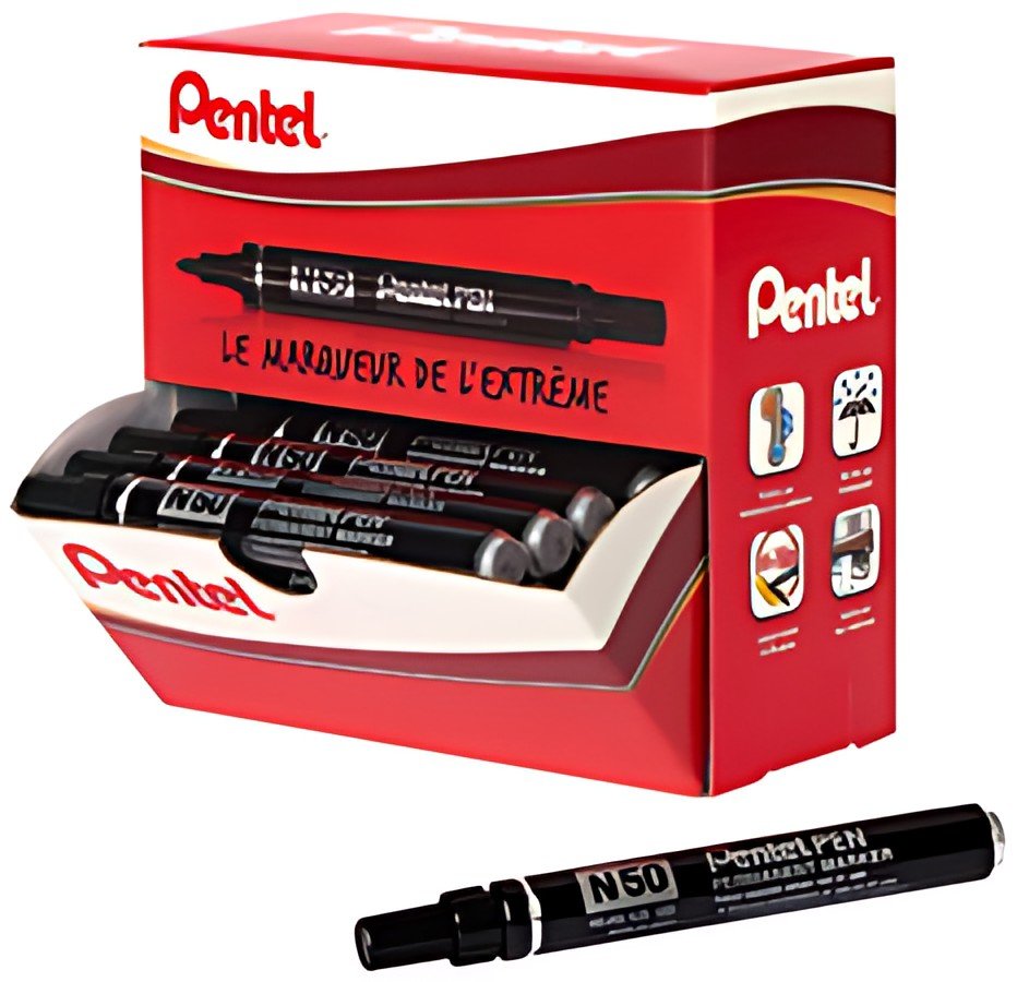 Pentel Marqueur permanent N50, présentoir carton de 36, noir