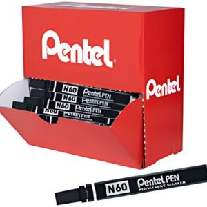 Pentel Marqueur permanent N60, boîte présentoir de 36, noir