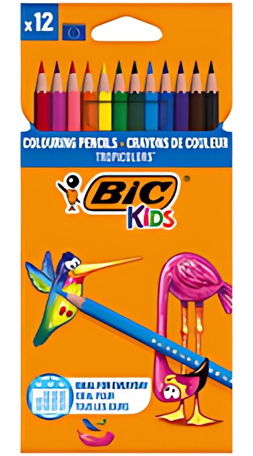 BIC KIDS Crayons de couleur Tropicolors 2, étui carton de 12