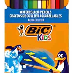 BIC KIDS Crayons de couleur aquarellables Aquacouleur, étui