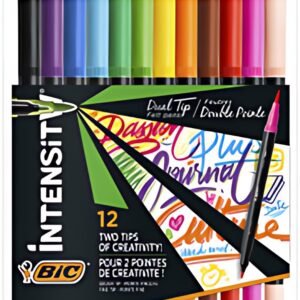 BIC Feutre DUAL BRUSH, 2en1, étui de 12, couleurs assorties