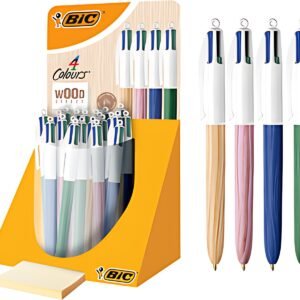 BIC Stylo à bille rétractable 4Colours Wood Style présentoir