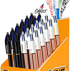 BIC Stylo à bille rétractable 4 Colours, présentoir de 24
