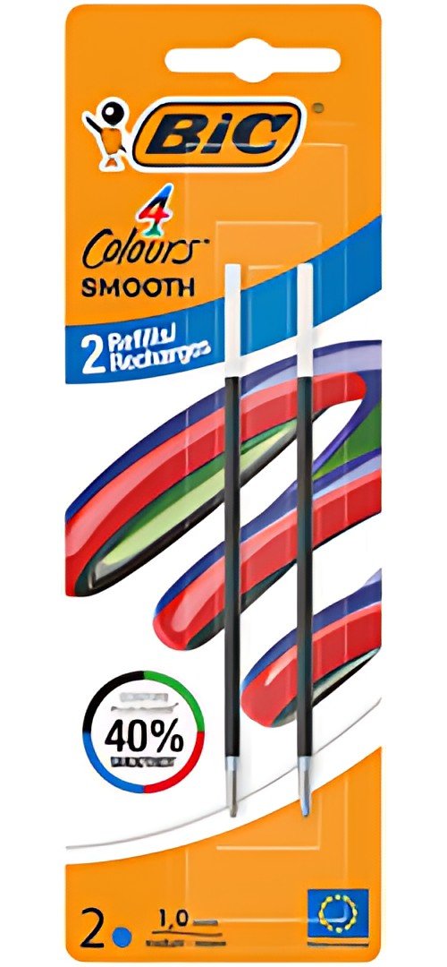 BIC Recharge pour stylo à bille 4 Colours Smooth, S, noir