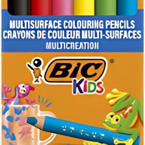 BIC KIDS Crayon de couleur multi-surfaces, étui carton de 6