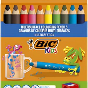 BIC KIDS Crayon de couleur multi-surfaces, étui carton de 10