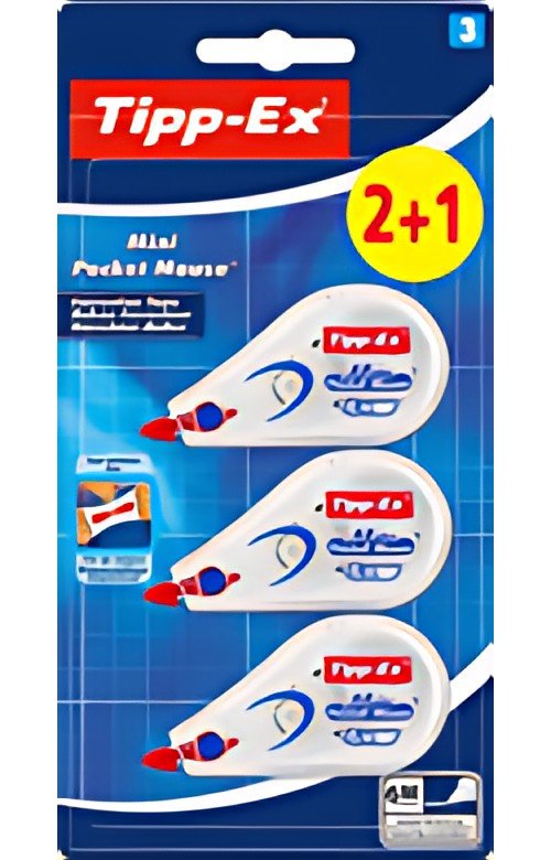 Tipp-Ex Roller correcteur Mini Pocket Mouse, 5 mm x 6 m, 2+1