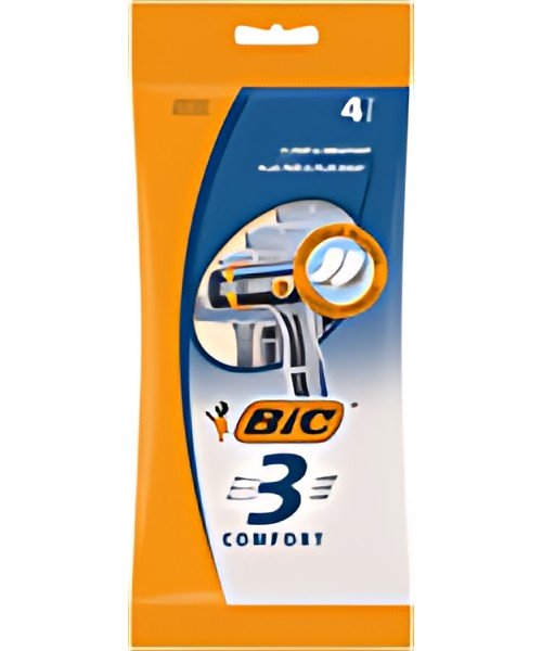 BIC Rasoir jetable 3 Comfort, pour hommes, pack de 4