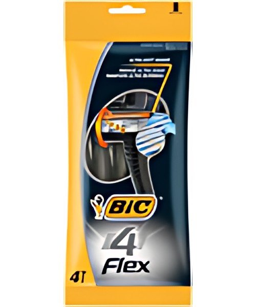 BIC Rasoir jetable 4 Flex, pour hommes, pack de 4