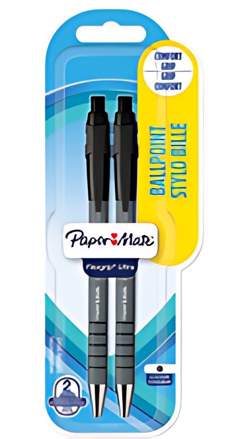 Paper:Mate Stylo à bille FlexGrip Ultra, blister de 2, noir
