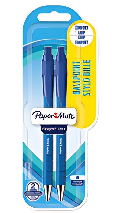 Paper:Mate Stylo à bille FlexGrip Ultra, blister de 2, bleu