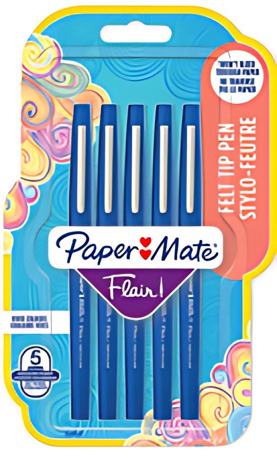 Paper:Mate Stylo feutre Flair, blister de 5, bleu