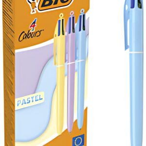 BIC Stylo à bille rétractable 4 Colours PASTEL, carton de 12
