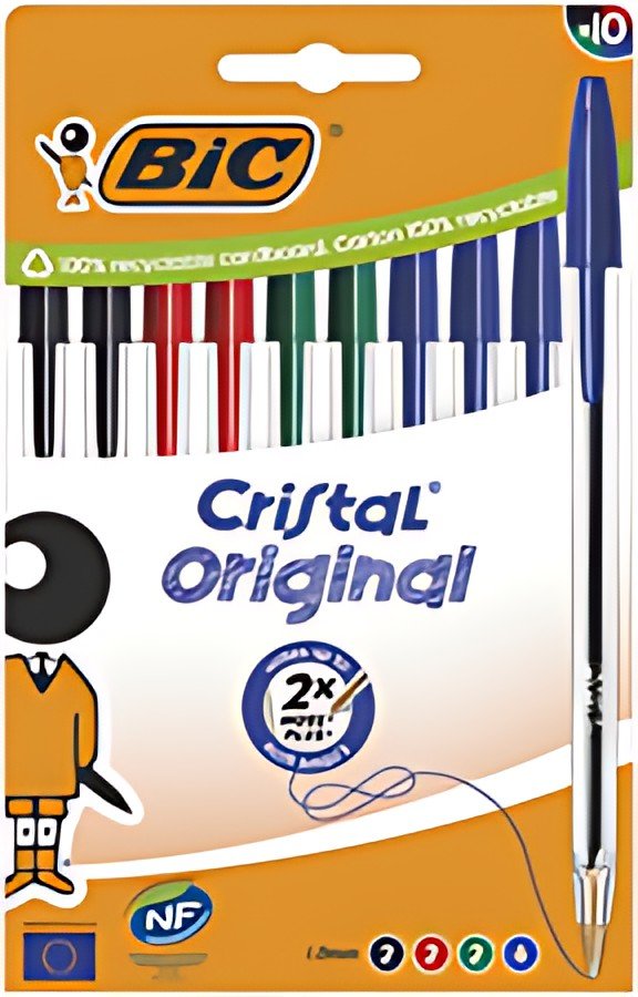 BIC Stylo à bille Cristal Original, boîte de 10, assorti