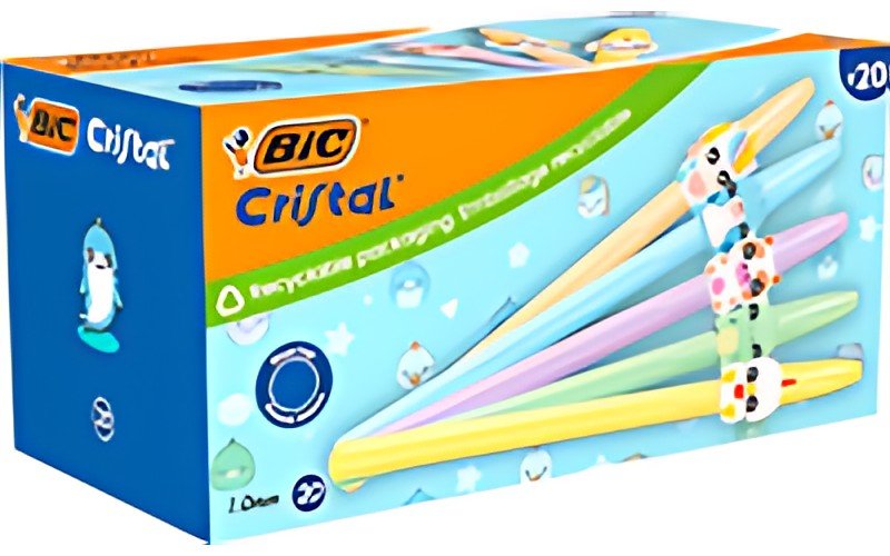 BIC Stylo à bille Cristal Pastel Figurines, carton de 20