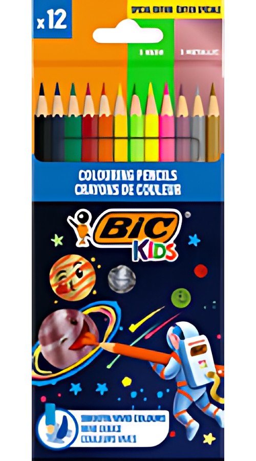 BIC KIDS Crayon de couleur Cosmo, étui en carton de 12