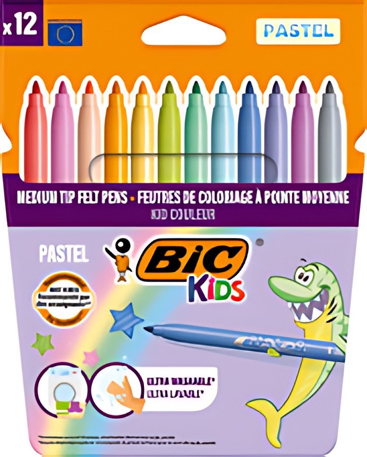 BIC KIDS Feutre Couleur medium Pastel, étui en carton de 12